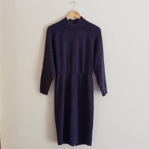 Vintage St. John Mock Neck Knit Dress in Purple